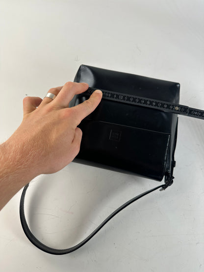 Vintage Givenchy Leather Shoulder Bag Black Silver