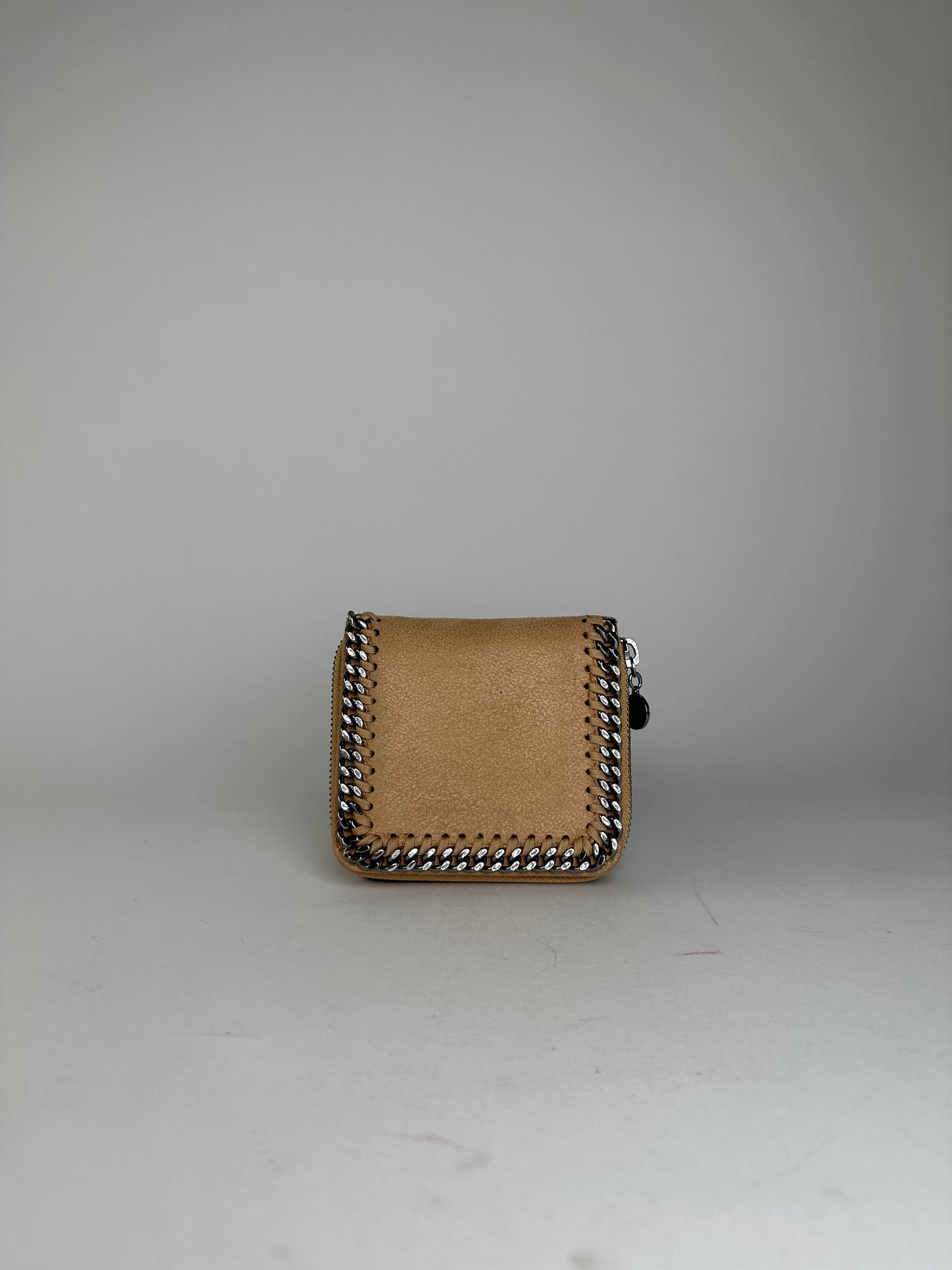 Vintage Stella McCartney Falabella Vegan Leather Compact Zip Wallet Camel