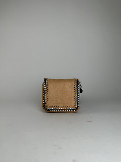 Vintage Stella McCartney Falabella Vegan Leather Compact Zip Wallet Camel