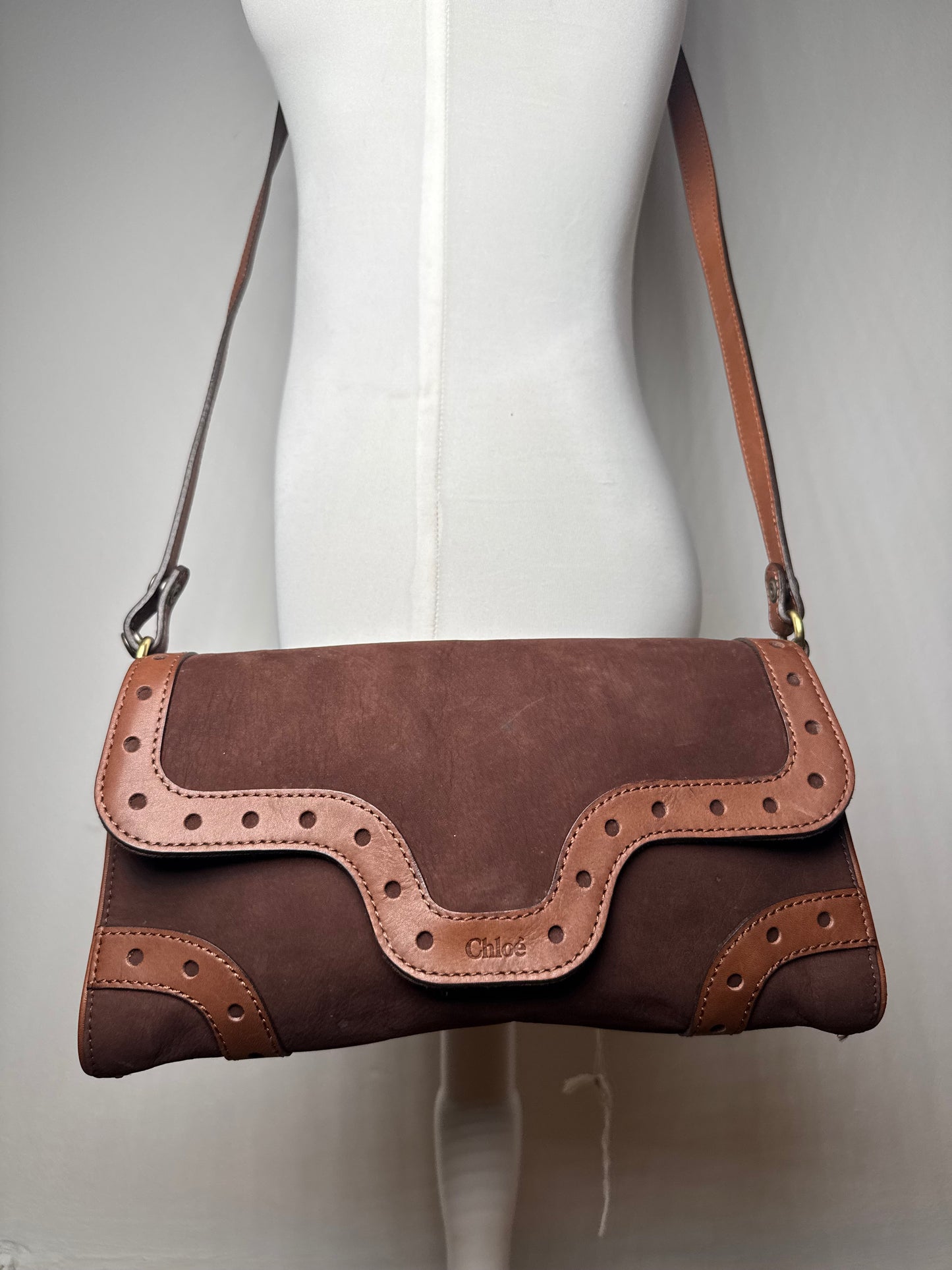 Sac vintage Chloé en cuir suédé marron