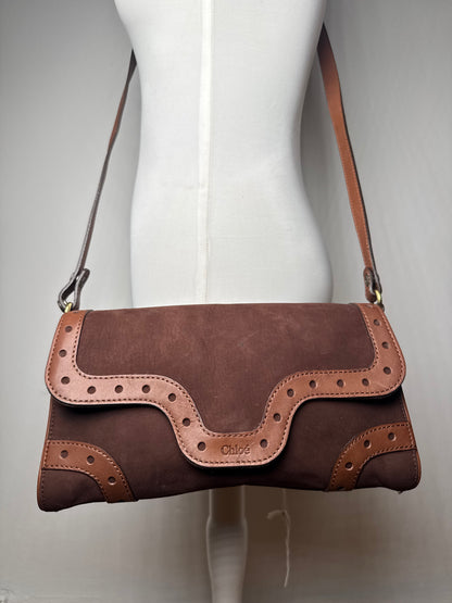 Sac vintage Chloé en cuir suédé marron