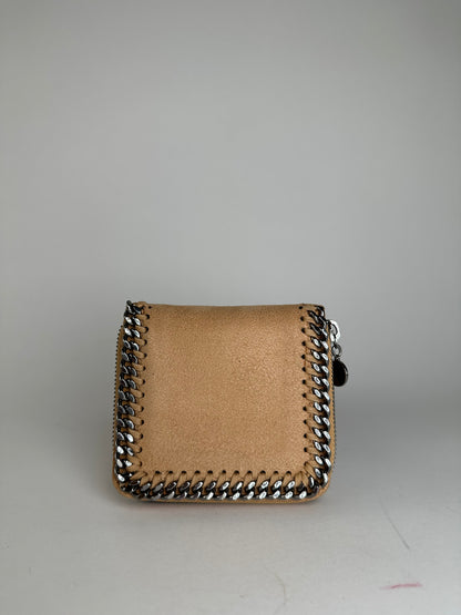 Vintage Stella McCartney Falabella Vegan Leather Compact Zip Wallet Camel