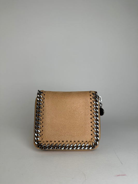 Vintage Stella McCartney Falabella Vegan Leather Compact Zip Wallet Camel