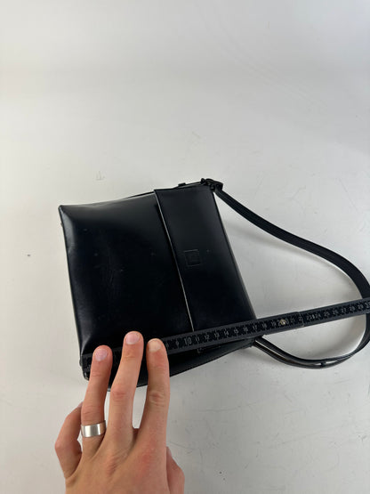 Vintage Givenchy Leather Shoulder Bag Black Silver