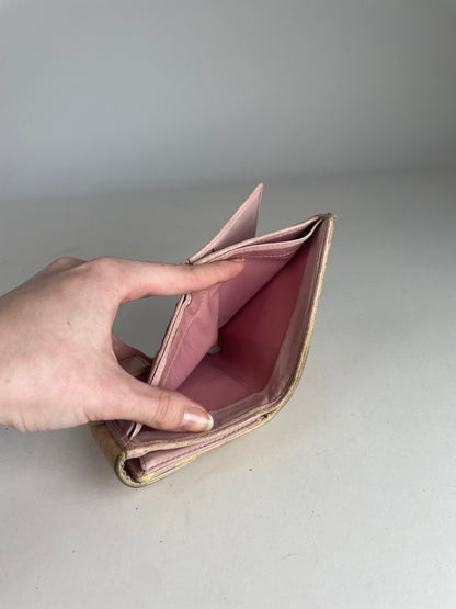 Vintage Dior Oblique Leather Wallet Beige Pink