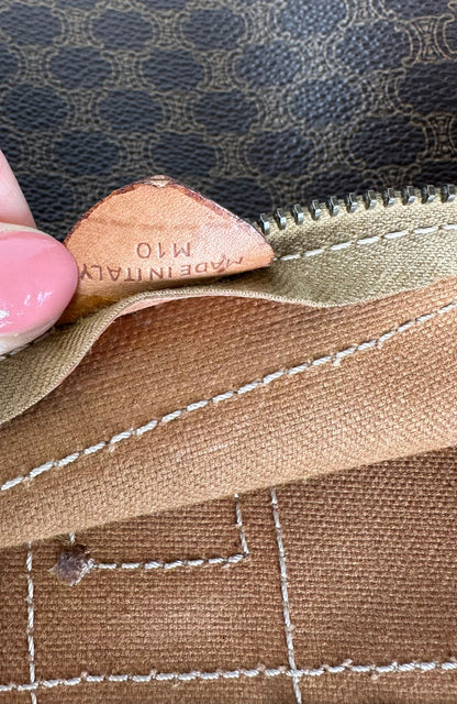 Vintage Celine Paris Monogram Leather Clutch Brown