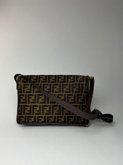 Sac vintage en toile et cuir monogramme Fendi FF
