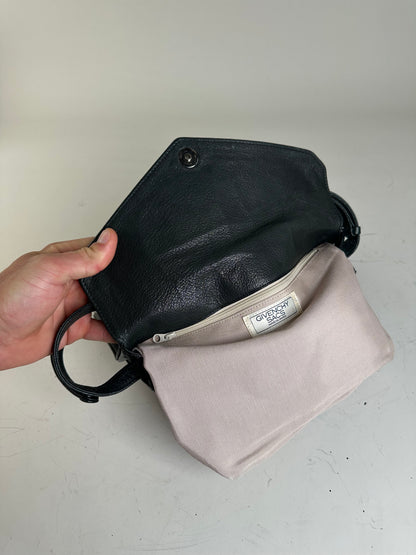 Vintage Givenchy Leather Shoulder Bag Black Forest Green