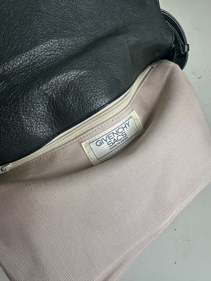 Vintage Givenchy Leather Shoulder Bag Black Forest Green