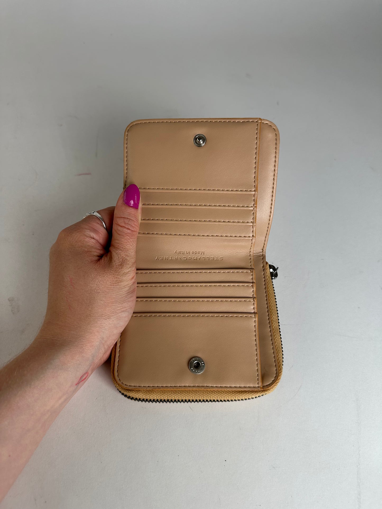 Vintage Stella McCartney Falabella Vegan Leather Compact Zip Wallet Camel