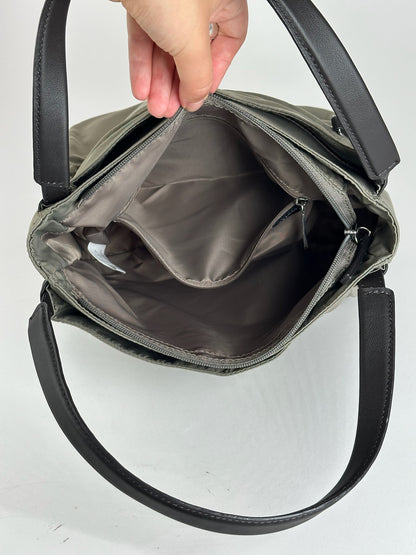 Sac vintage Yohji Yamamoto en cuir polyester gris noir