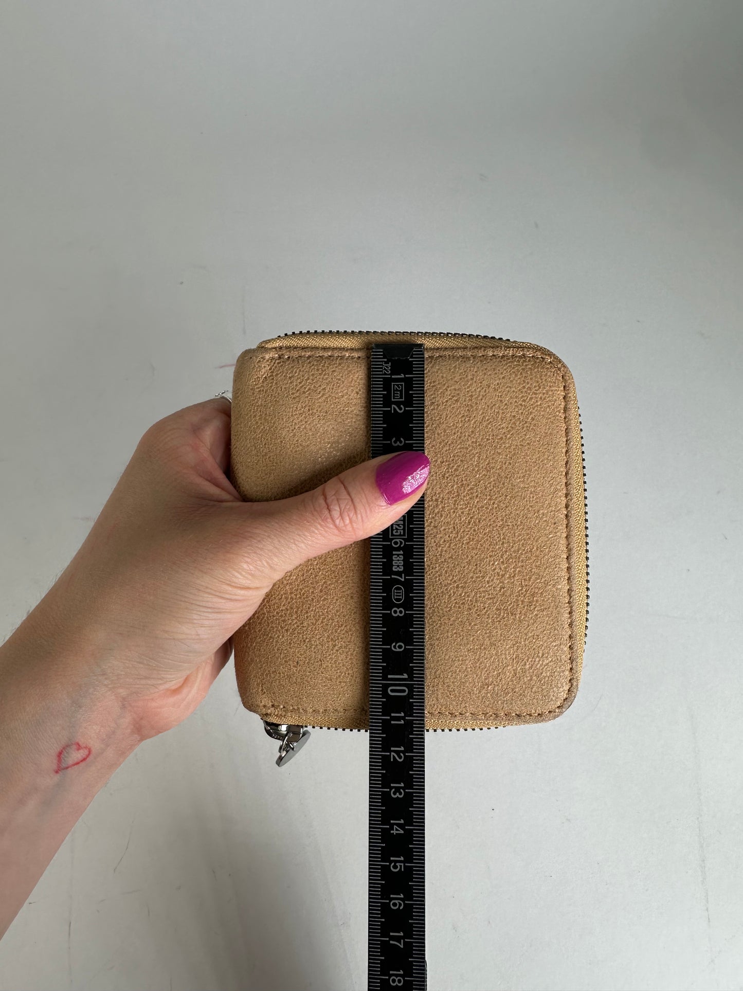Vintage Stella McCartney Falabella Vegan Leather Compact Zip Wallet Camel