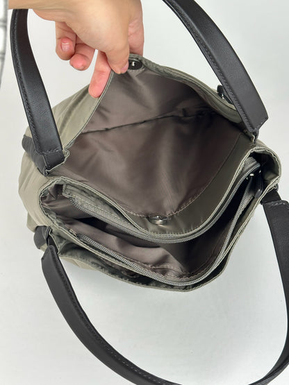 Sac vintage Yohji Yamamoto en cuir polyester gris noir