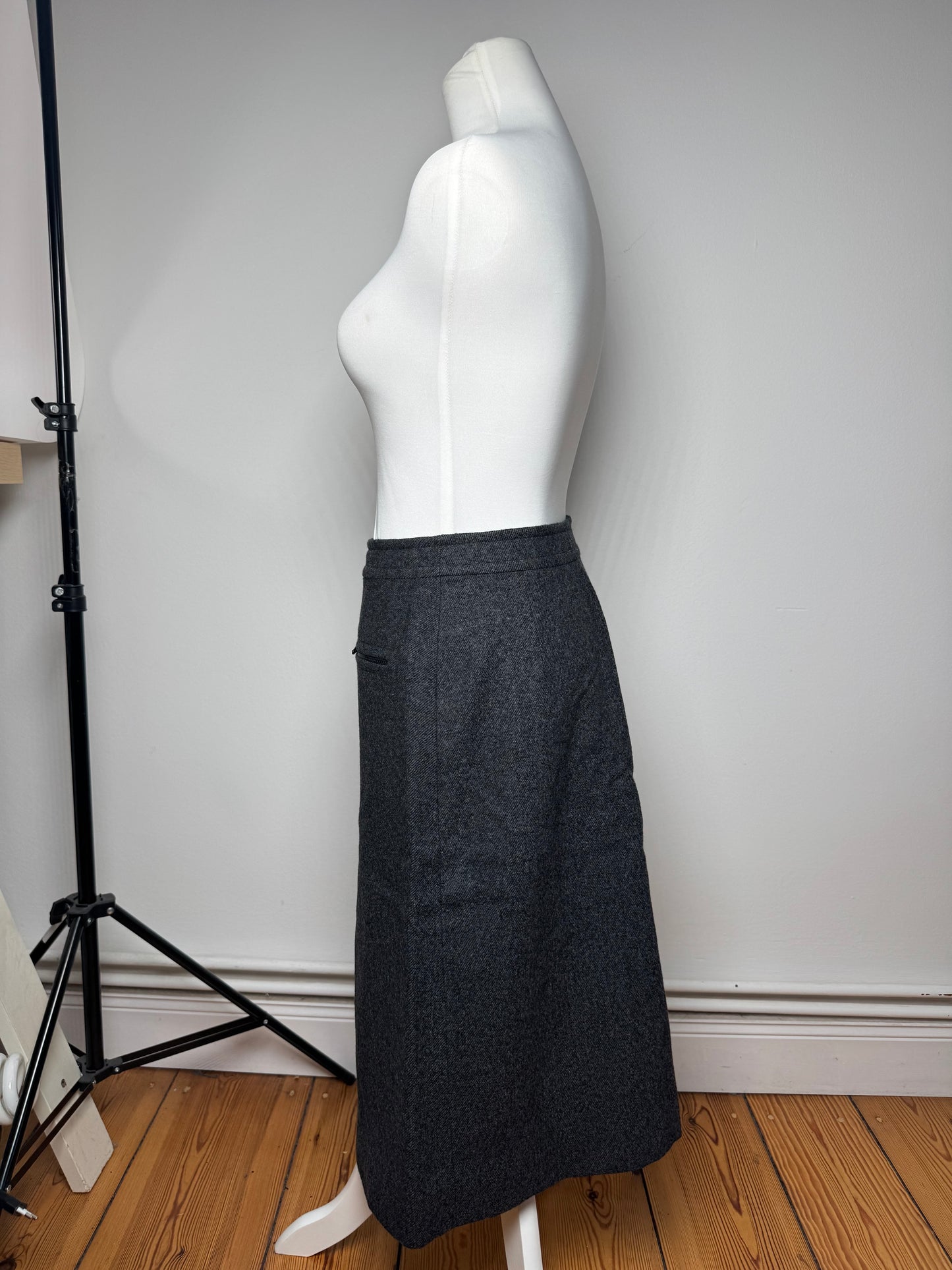 Vintage Dior Wool Skirt Anthracite M