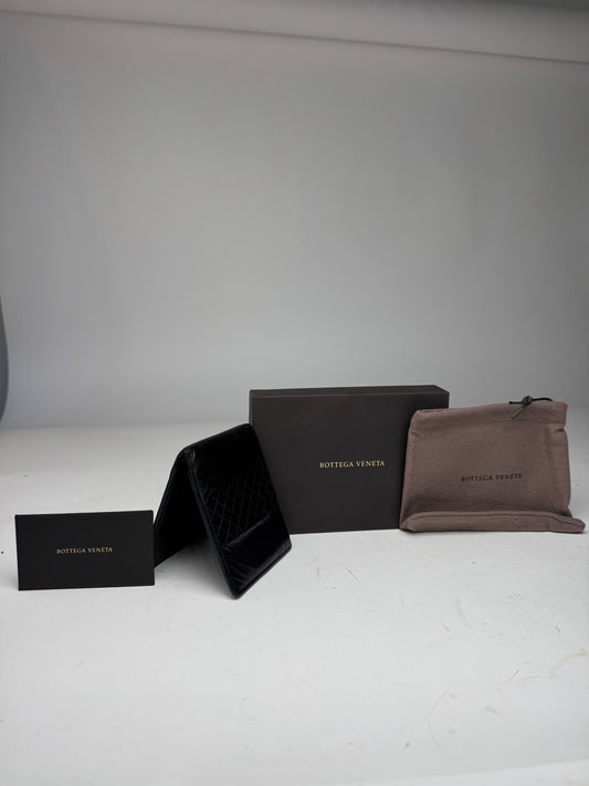 Vintage Bottega Veneta Flapable Leather Wallet Black