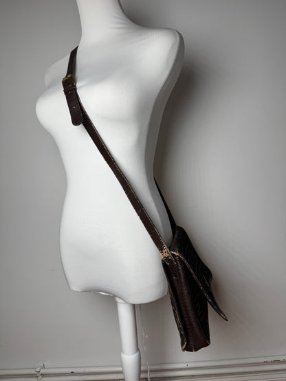 Sac vintage en toile et cuir monogramme Fendi FF