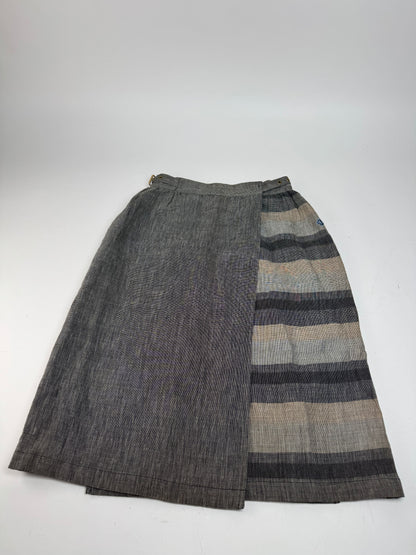 Vintage Dior Asymetric Checked Wool Skirt M Grey