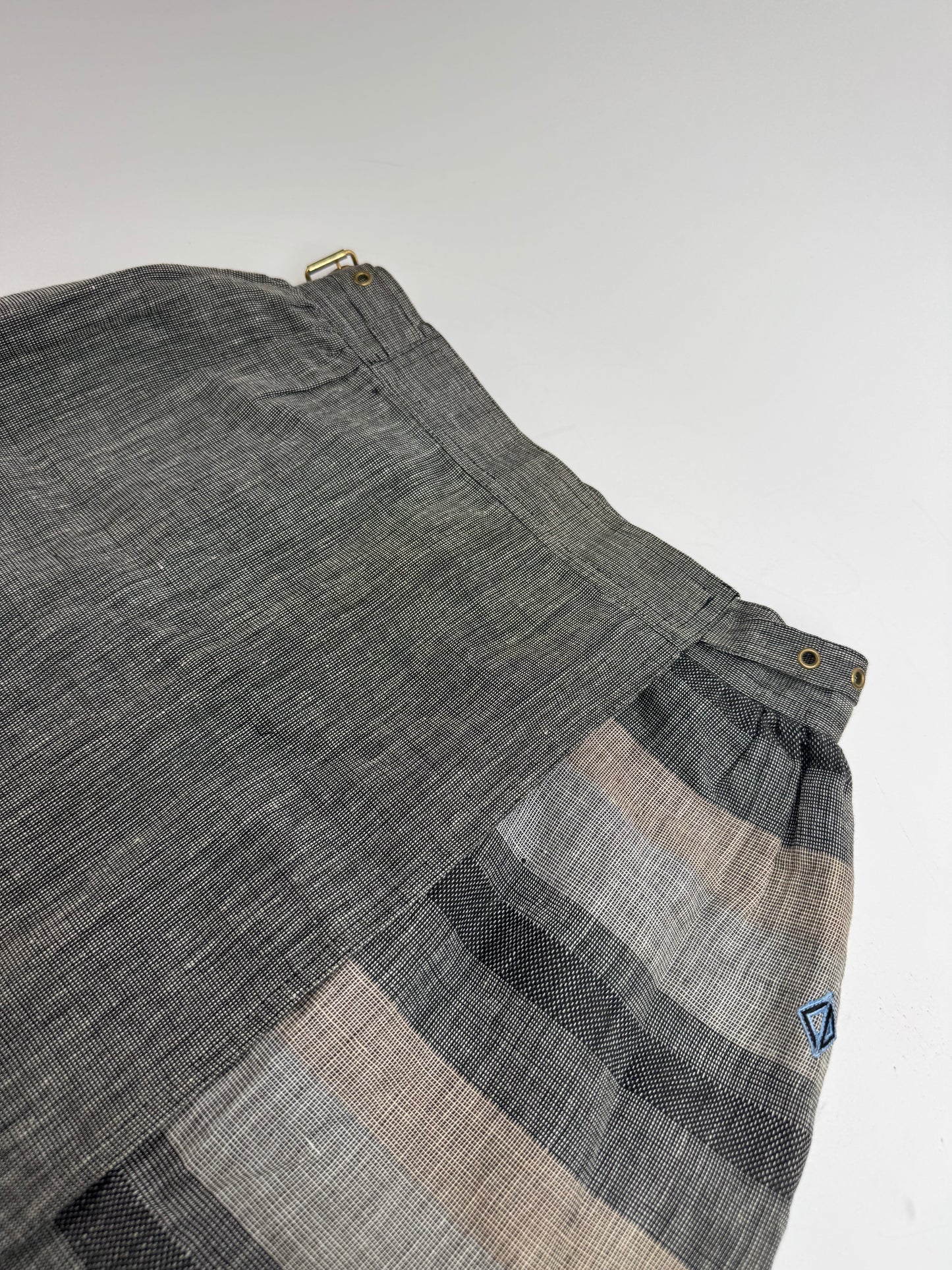 Vintage Dior Asymetric Checked Wool Skirt M Grey