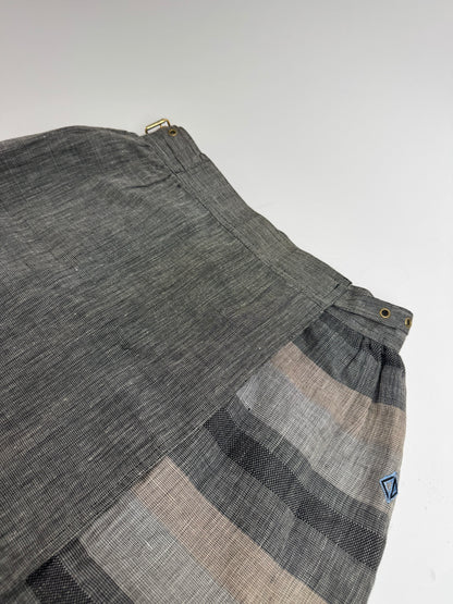 Vintage Dior Asymetric Checked Wool Skirt M Grey