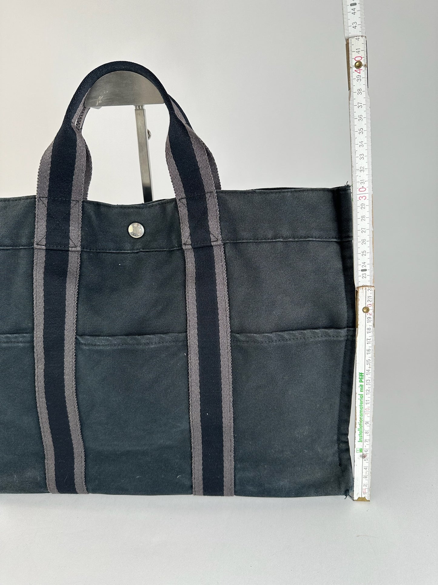 Vintage Hermes Cotton Shopper Bag Black