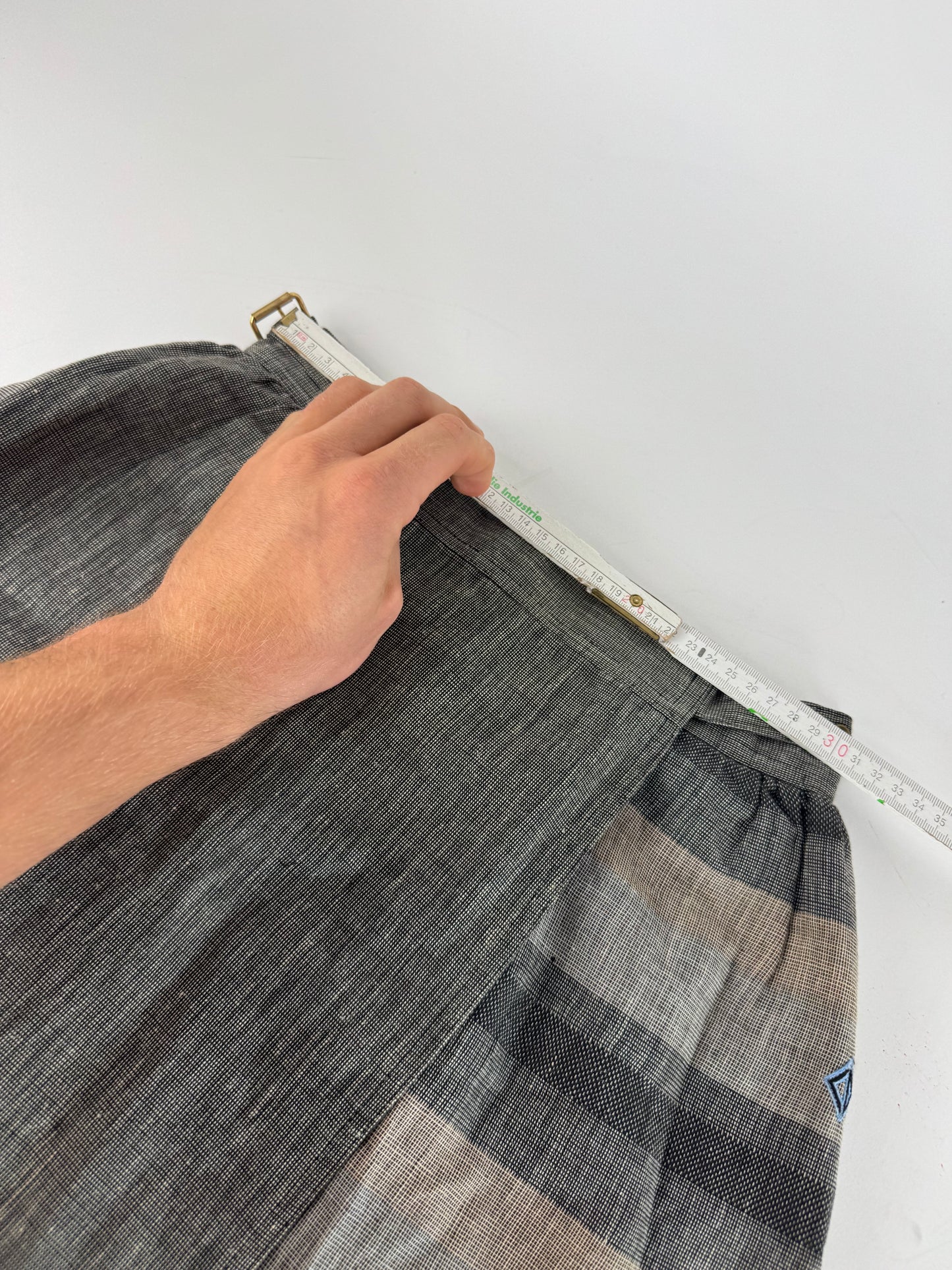 Vintage Dior Asymetric Checked Wool Skirt M Grey