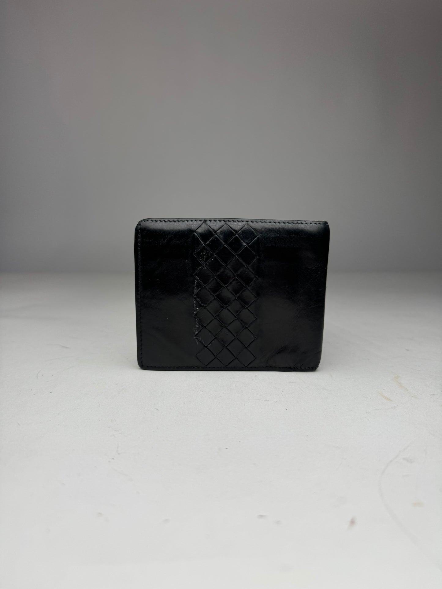 Vintage Bottega Veneta Flapable Leather Wallet Black