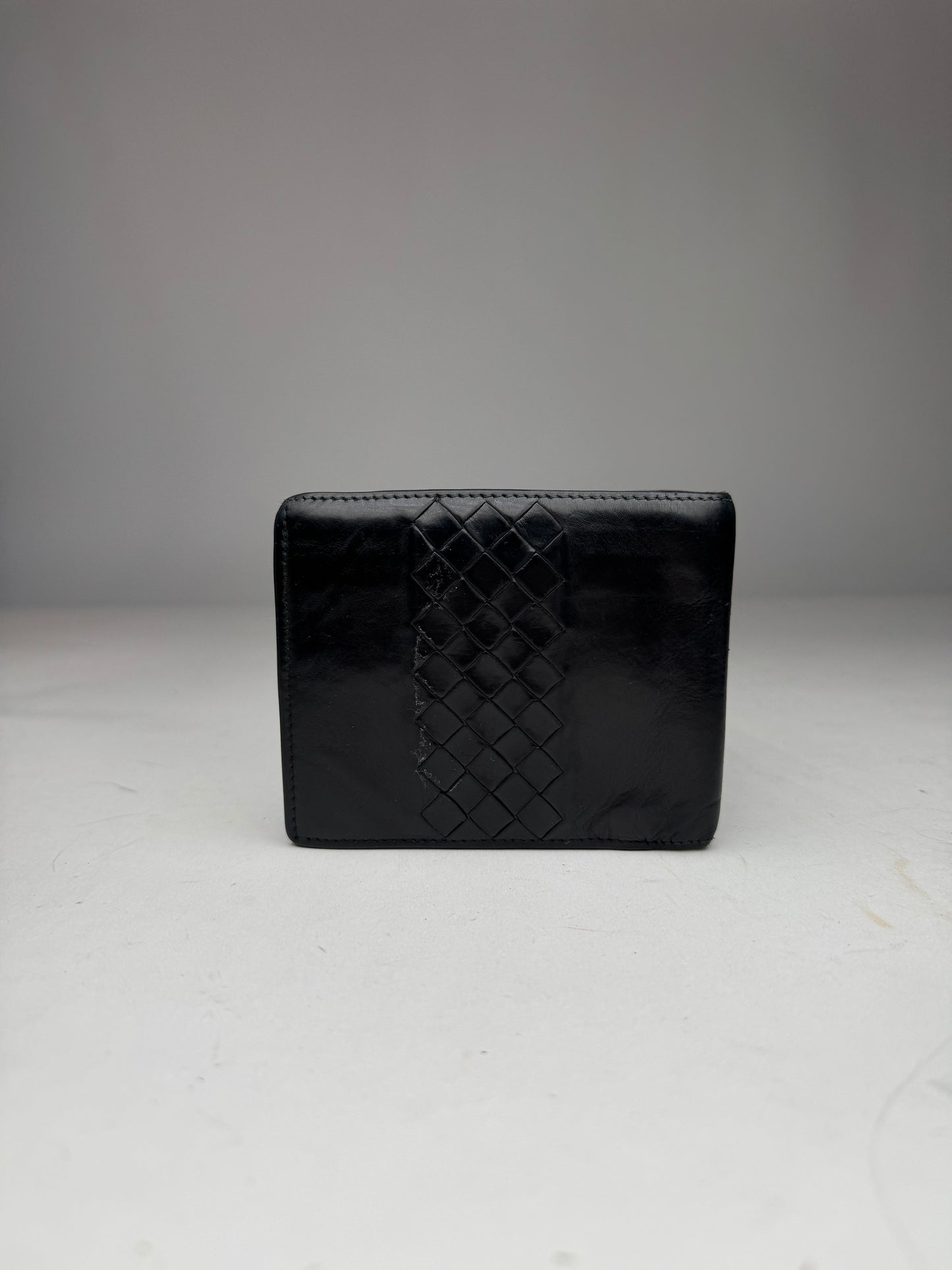 Vintage Bottega Veneta Flapable Leather Wallet Black