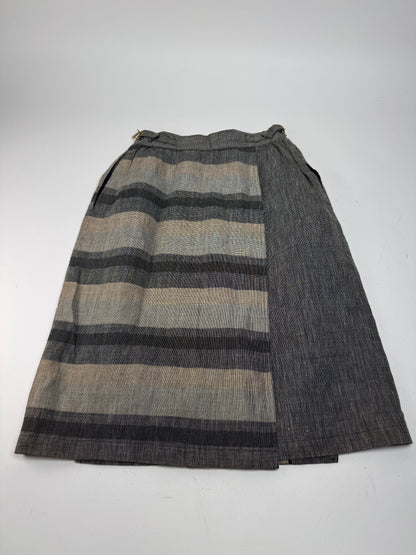 Vintage Dior Asymetric Checked Wool Skirt M Grey