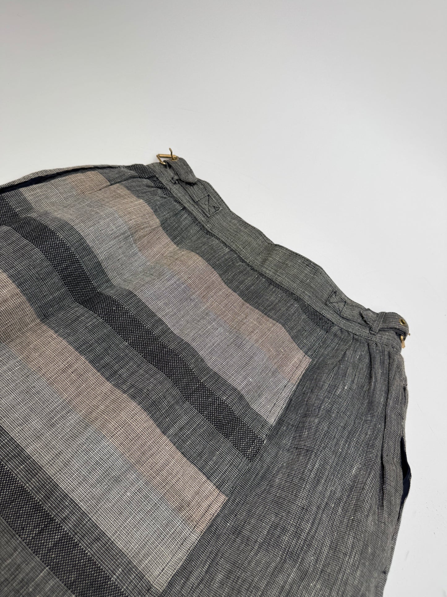 Vintage Dior Asymetric Checked Wool Skirt M Grey