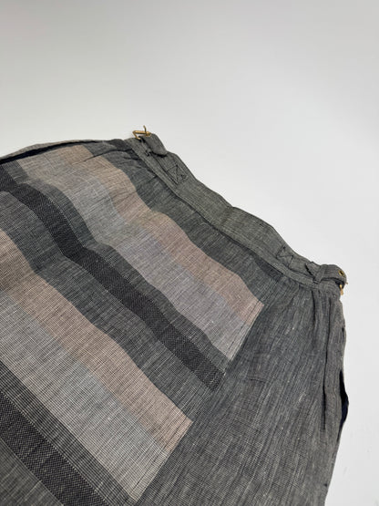 Vintage Dior Asymetric Checked Wool Skirt M Grey