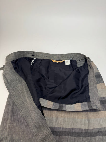 Vintage Dior Asymetric Checked Wool Skirt M Grey