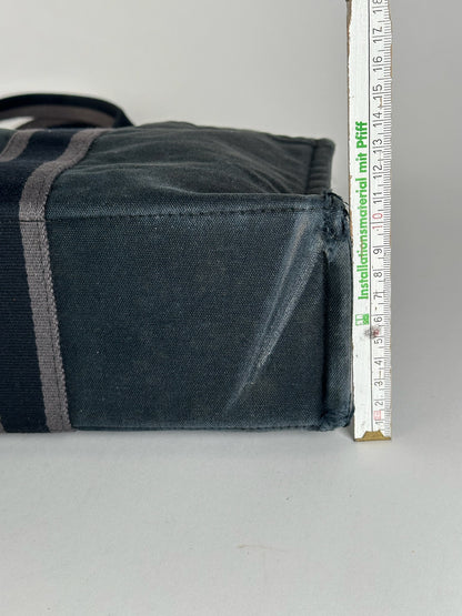 Vintage Hermes Cotton Shopper Bag Black