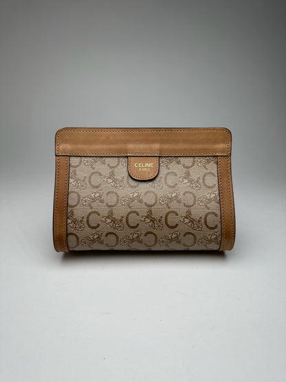 Vintage Celine Paris Triomphe clutch beige brown
