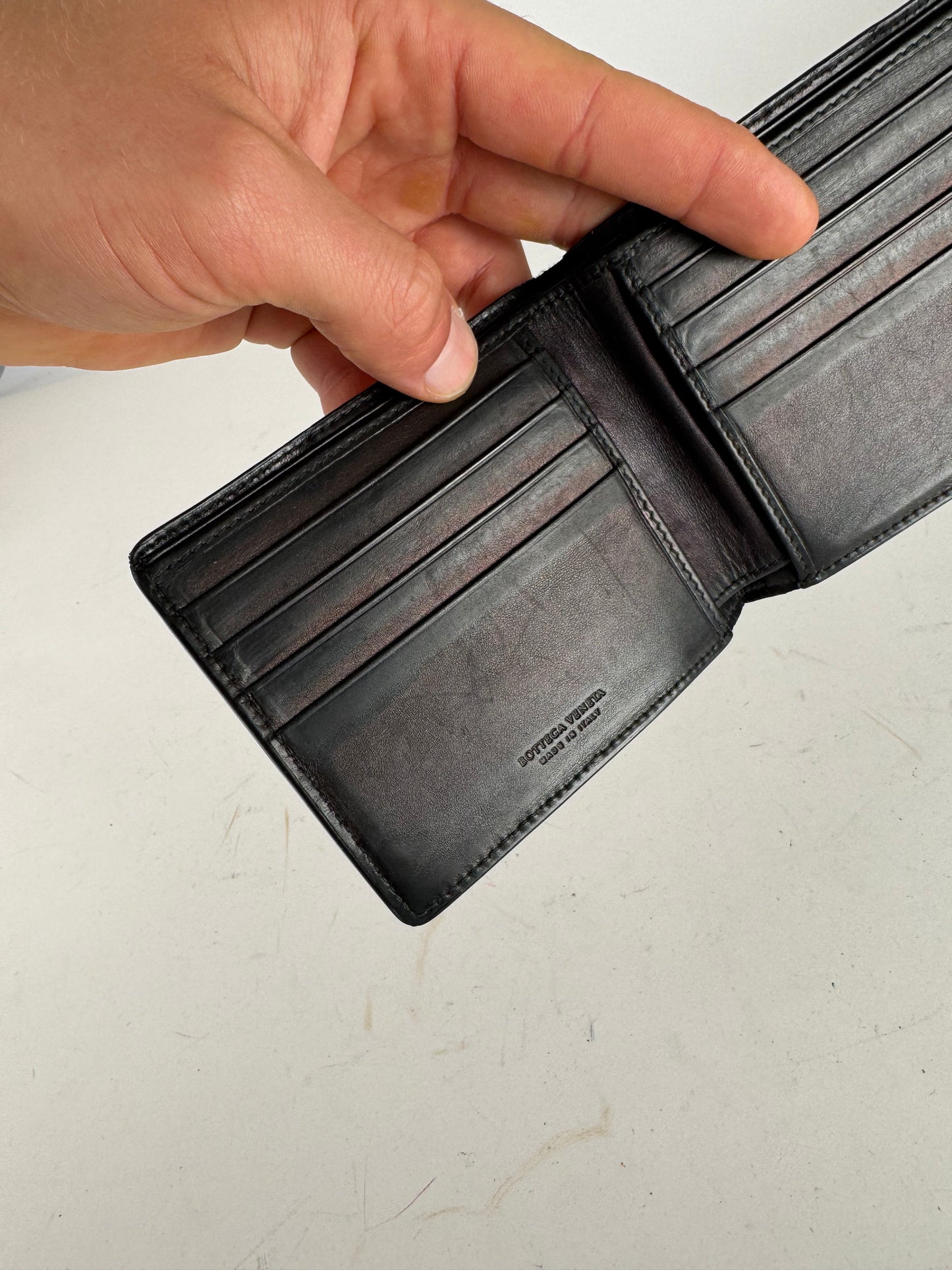 Vintage Bottega Veneta Flapable Leather Wallet Black