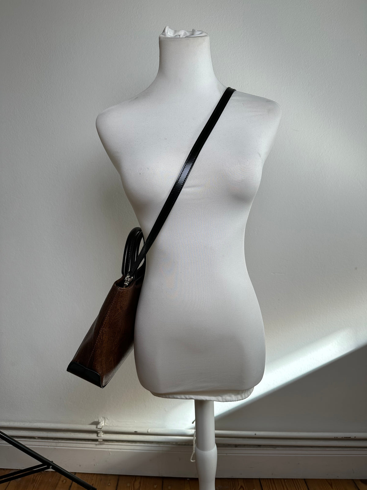 Vintage Etro Paisley Coated Canvas Top-Handle Bag c. Late 2000s Brown Black