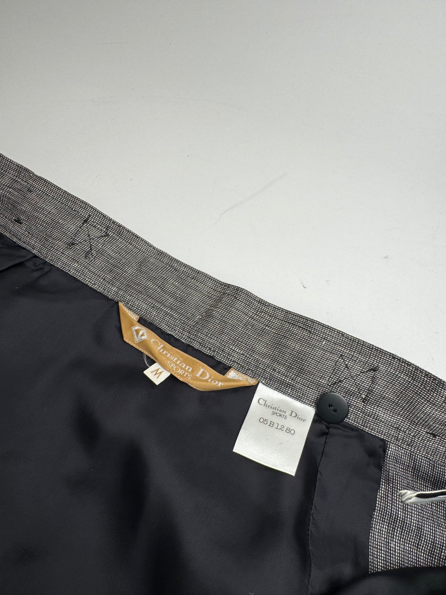 Vintage Dior Asymetric Checked Wool Skirt M Grey