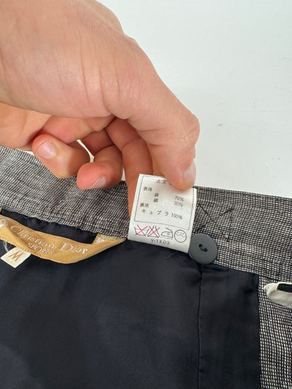 Vintage Dior Asymetric Checked Wool Skirt M Grey