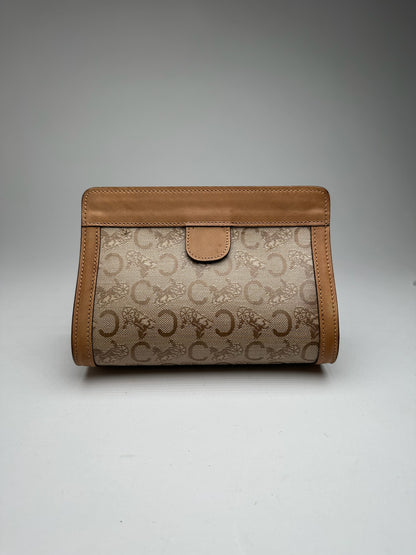 Vintage Celine Paris Triomphe clutch beige brown