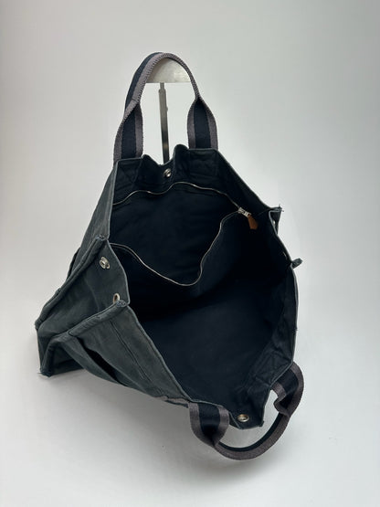 Vintage Hermes Cotton Shopper Bag Black