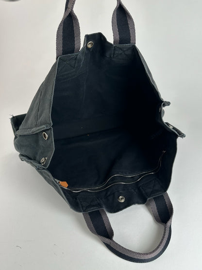Vintage Hermes Cotton Shopper Bag Black