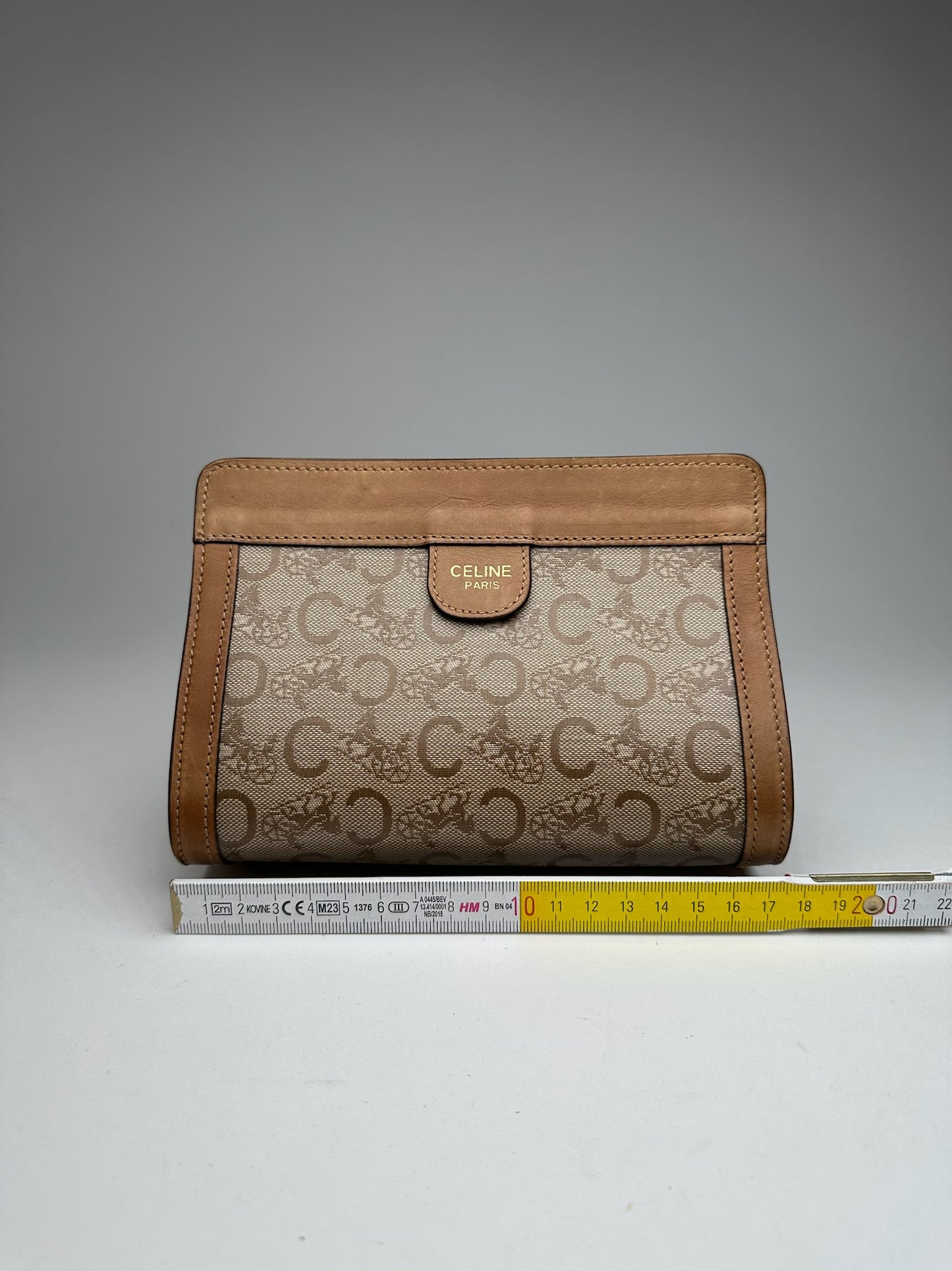 Vintage Celine Paris Triomphe clutch beige brown