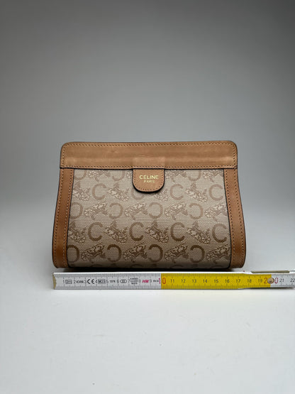 Vintage Celine Paris Triomphe clutch beige brown