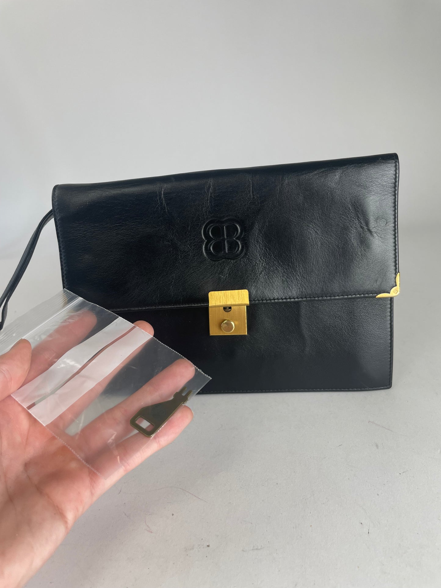 Vintage Balenciaga Leather Clutch Black