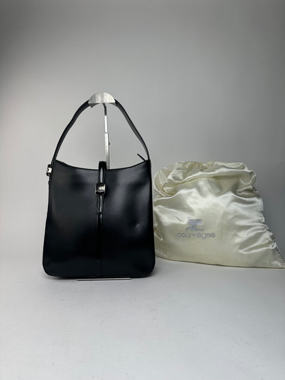 Vintage Courreges Leather Handbag Black