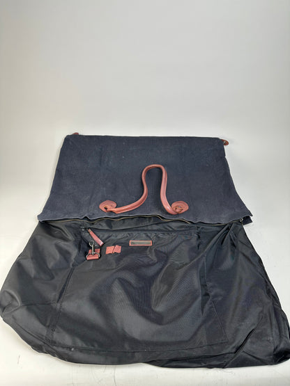 Vintage Issey Miyake Canvas Leather Trim Tote Navy Brown