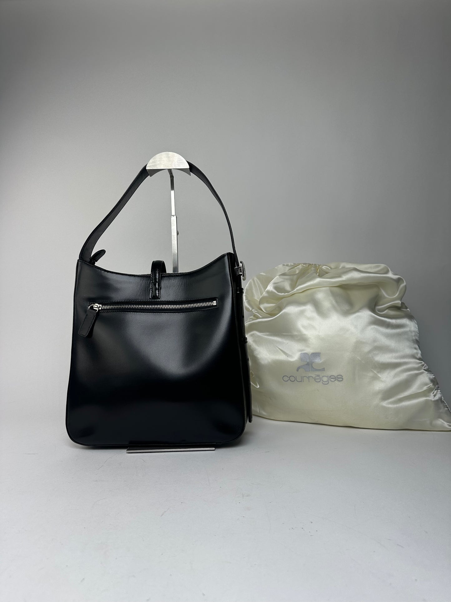 Vintage Courreges Leather Handbag Black