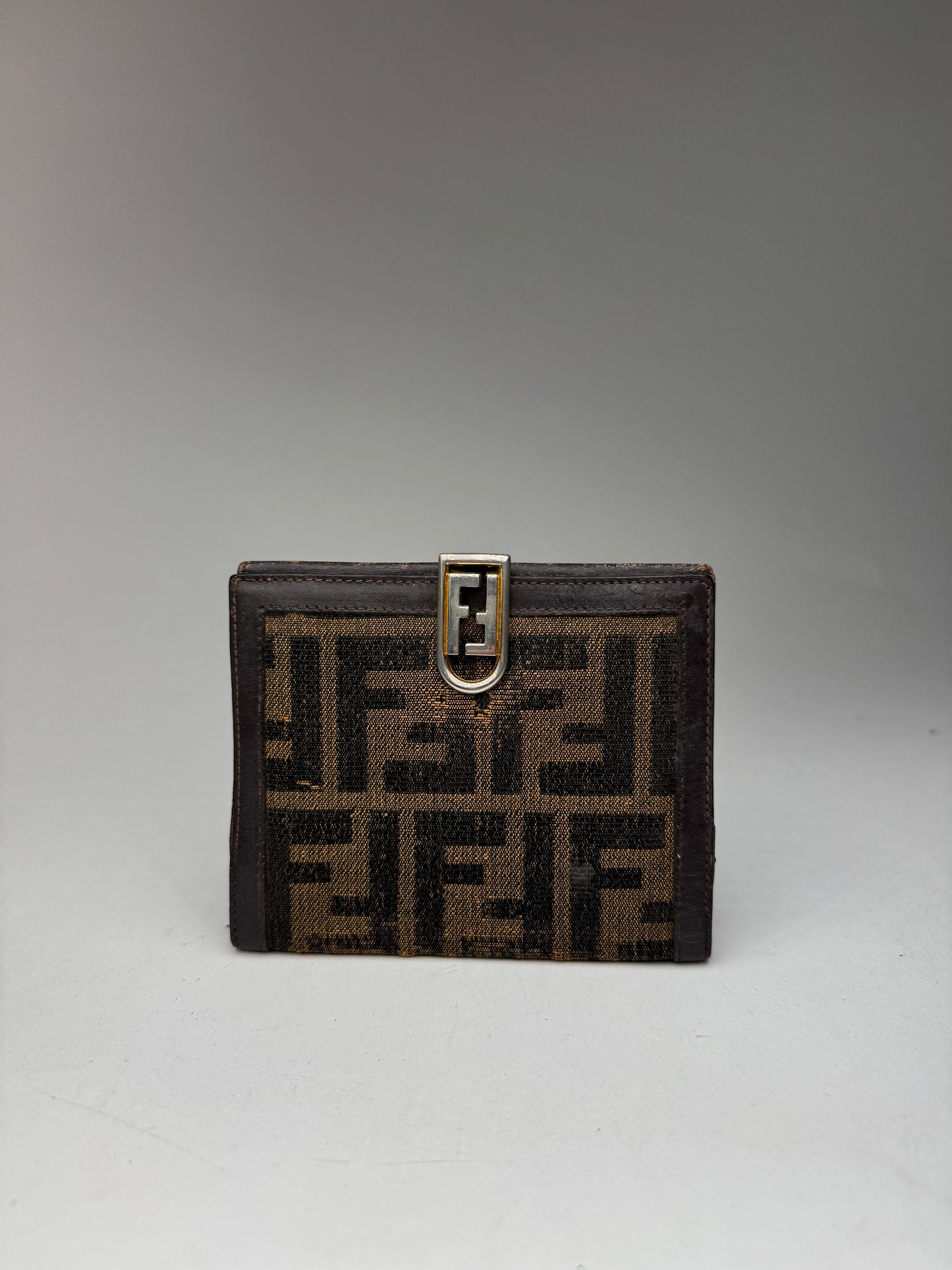 Vintage Fendi FF monogram wallet brown