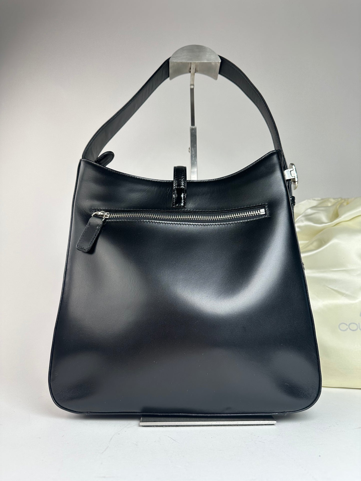 Vintage Courreges Leather Handbag Black
