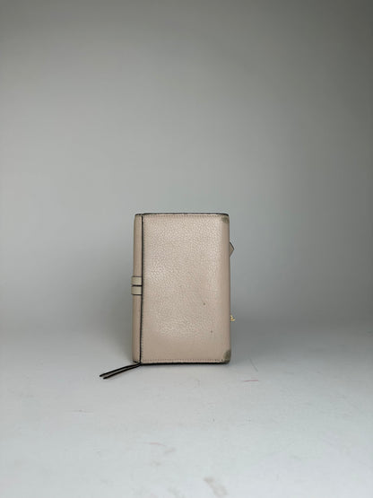 Vintage Chloé Alphabet Grained Leather Compact Wallet Nude