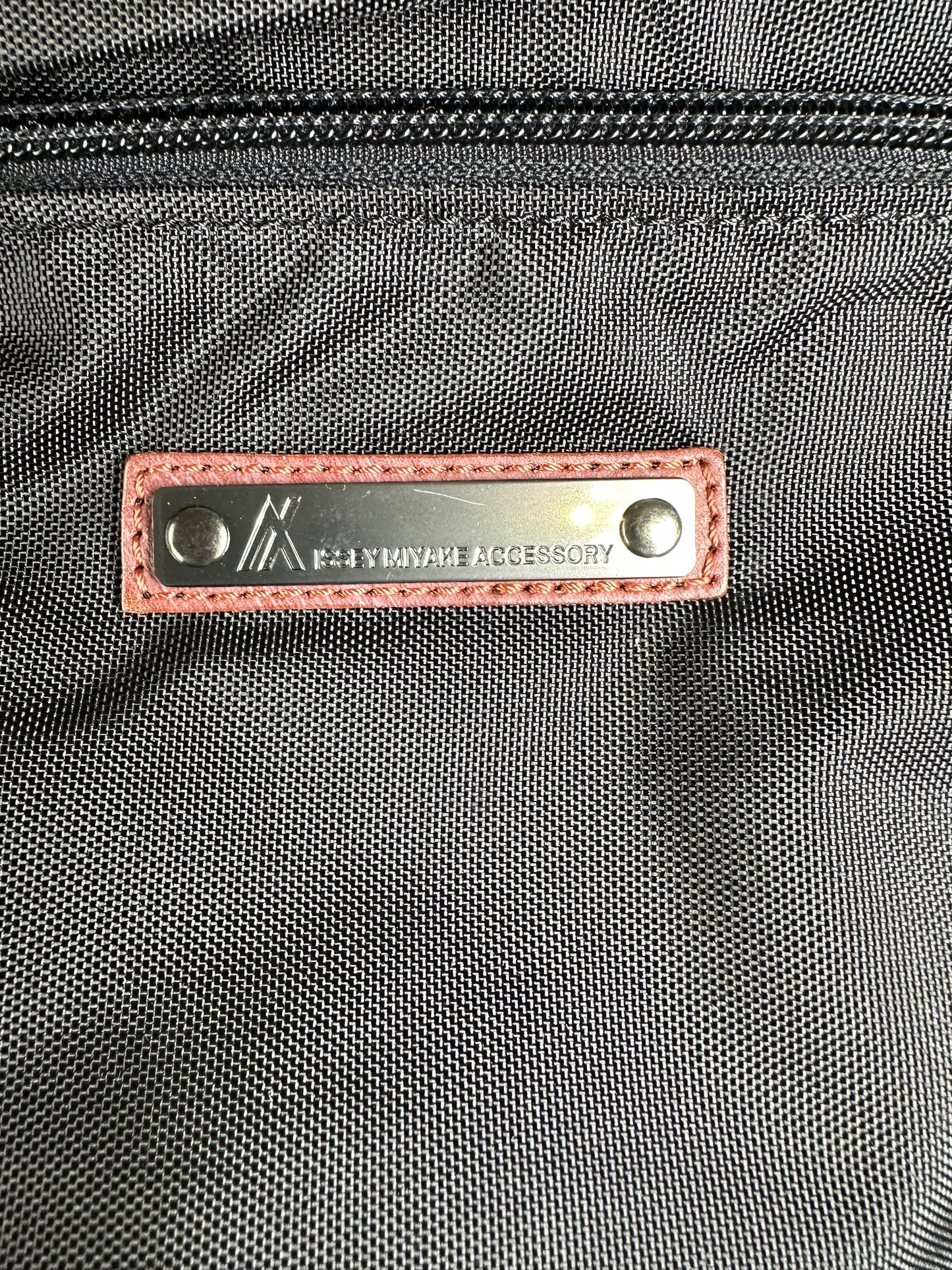 Vintage Issey Miyake Canvas Leather Trim Tote Navy Brown